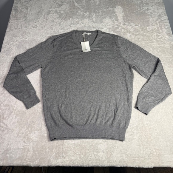 Collars & Co. Other - NWT Collars & Co Mens Luxury Touch Cotton Cashmere V-Neck Sweater M Grey